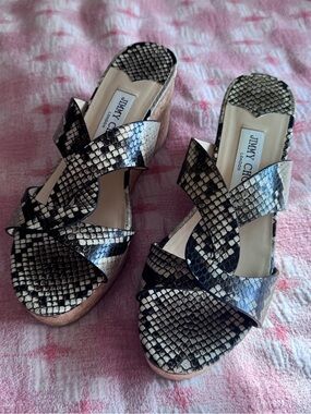 Jimmy Choo Atia 75 Snake Printed Leather Size 39 1/2